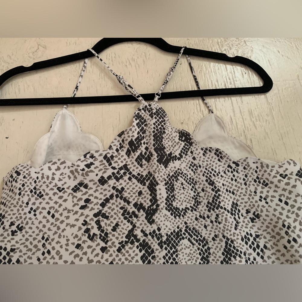 J. Crew Scallop Neck Snake Print Cami in Black & White - Picture 3 of 10